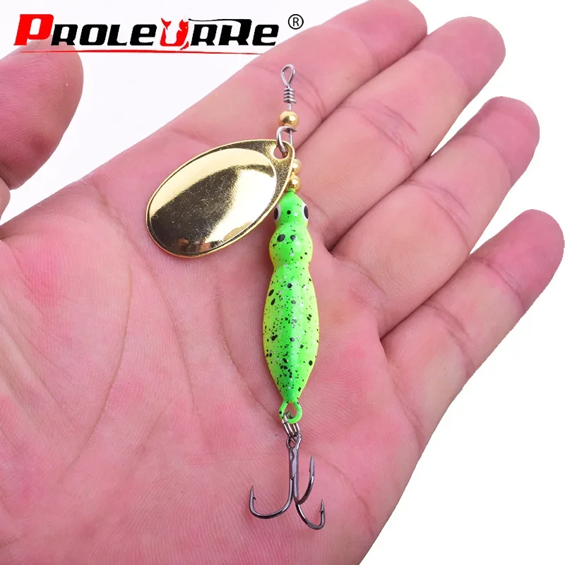 Wobblers luminosos de 7cm y 14g, cuchara de rotación de 360 grados, anzuelos de cebos de Metal, Wobbler, Crankbait, aparejos de pesca, PR-407, 1 ud. - imagen 4