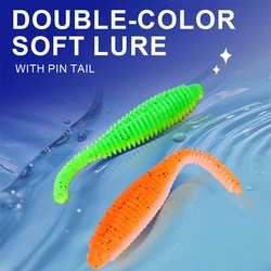 WEIHE 5 uds 7,6 cm 3,6g hilo de cola de aguja de dos colores pez suave PVC Luya cebo suave