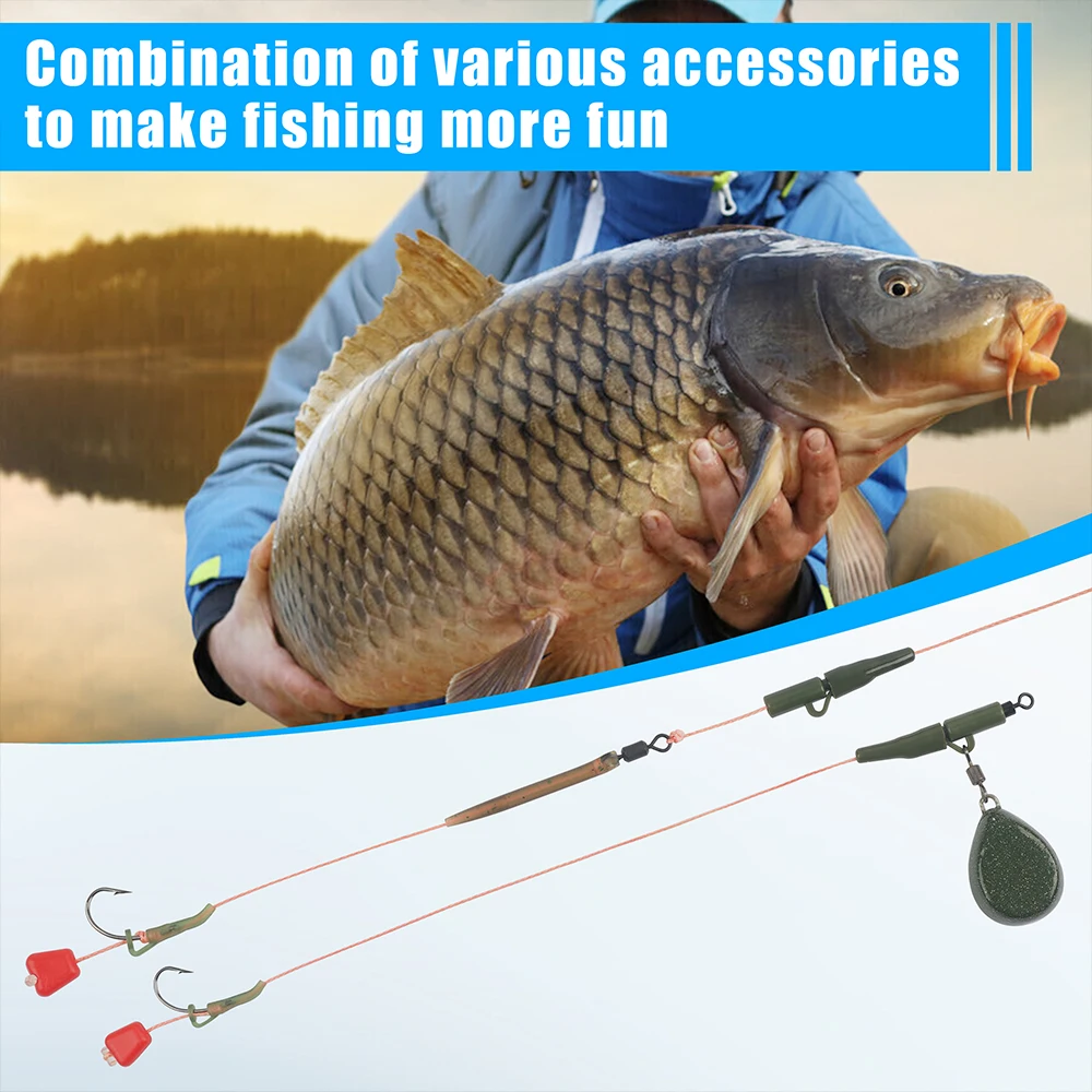 Kit de accesorios de pesca de carpa, ganchos giratorios, Clips de plomo de seguridad, mangas antienredos de goma para aparejo de pelo de pesca de carpa, 252 Uds. - imagen 5