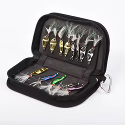 Bolsa de almacenamiento de Señuelos de Pesca multiusos, anzuelo triple, cuchara de trucha de lentejuelas de Metal, caja organizadora de peces de lubina, juego de cebos giratorios para moscas