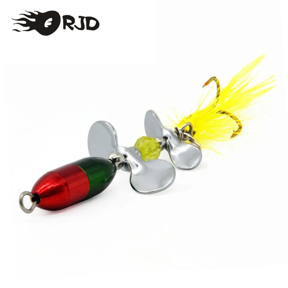 ORJD-señuelo giratorio de pesca con lentejuelas, cebo duro Wobbler de 10g, Whopper Plopper, Swimbait con pluma para pesca de Lucio - imagen 2