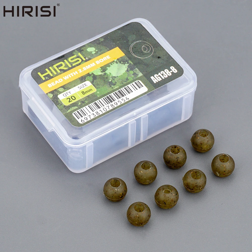 Hirisi 20 piezas cuentas de goma para pesca de carpa, cuentas de aparejo suave verde, aparejos terminales de pesca AG138, accesorios de pesca