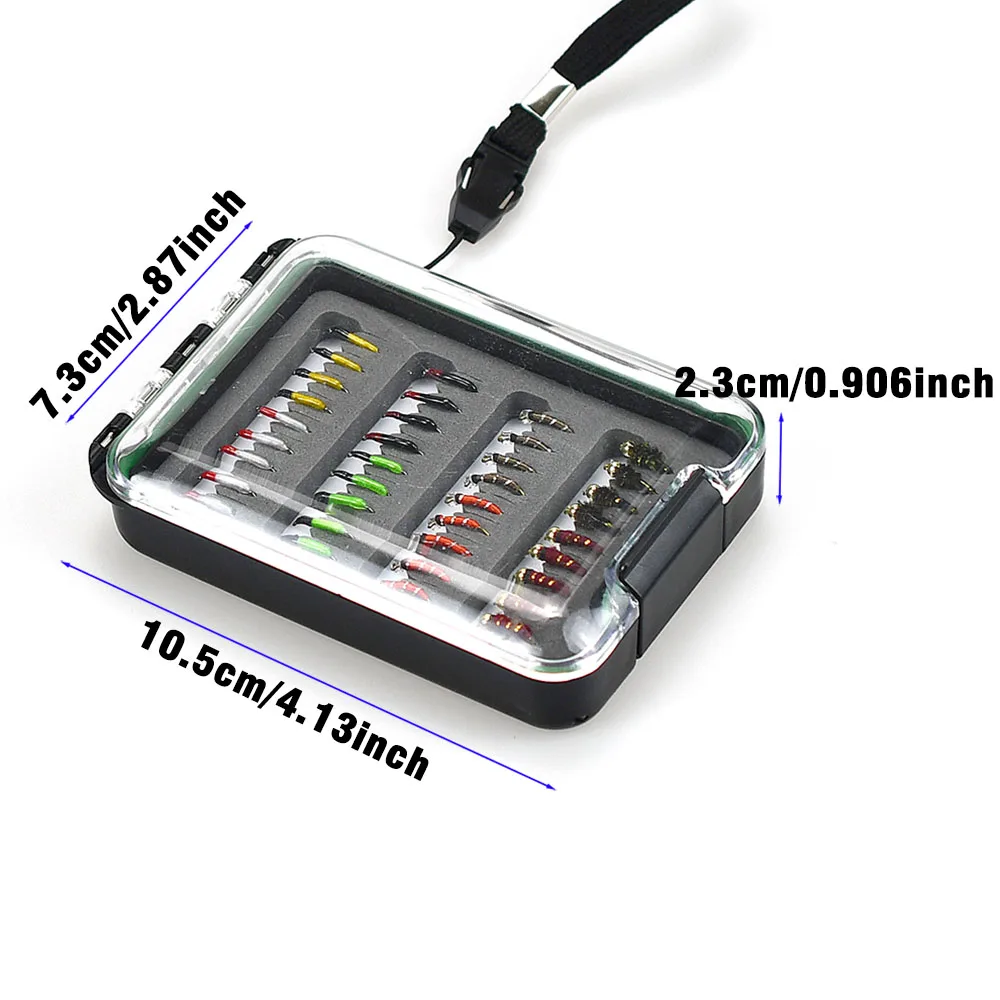 MNFT 36 unids/caja colección de moscas de pesca de trucha serpentinas de ninfa húmeda seca Perdigon Euro surtido de moscas con caja señuelos de pesca con mosca - imagen 5