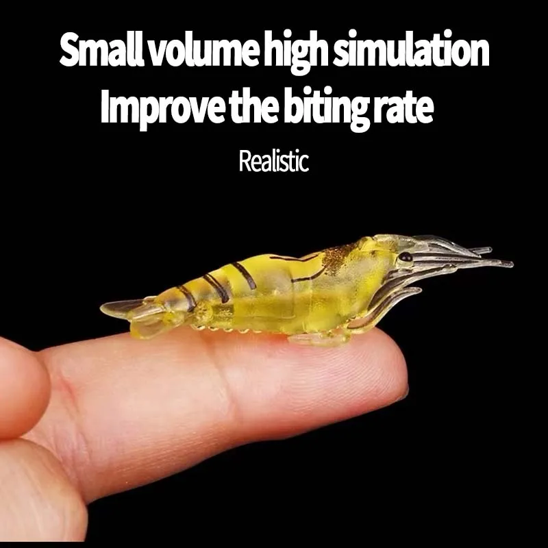 Cebo de Camarón con anzuelo de púa, señuelo luminoso Crankbait, gambas de hierba que brillan en la oscuridad, Wobbler Artificial, 50 piezas, 30 piezas, 20 piezas, 10 piezas - imagen 2