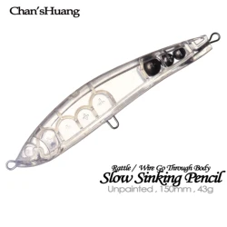 Chan'sHuang, 10 Uds., cebo en blanco sin pintar, 15cm, 43g, sonajero de hundimiento lento, lápiz, señuelo de pesca Artificial hecho a mano
