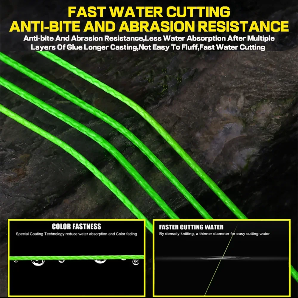 Línea de Pesca trenzada de PE multifilamento, 500M, 8/12 hebras, alta resistencia a la abrasión, 18-120LB, súper fuerte para Pesca en agua dulce y sal - imagen 5