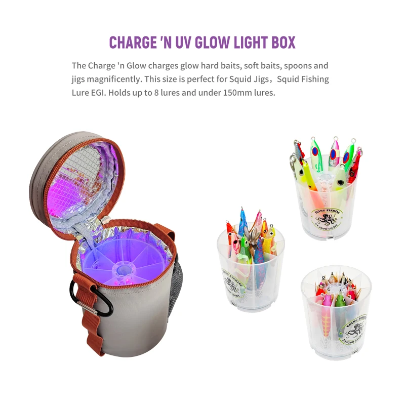 Nuevas bolsas de pesca con luz brillante UV, caja de luz de relleno, cajas organizadoras de cebo de calamar Egi, estuche de almacenamiento de plantilla de Metal, bolsa de aparejos de señuelos duros - imagen 5