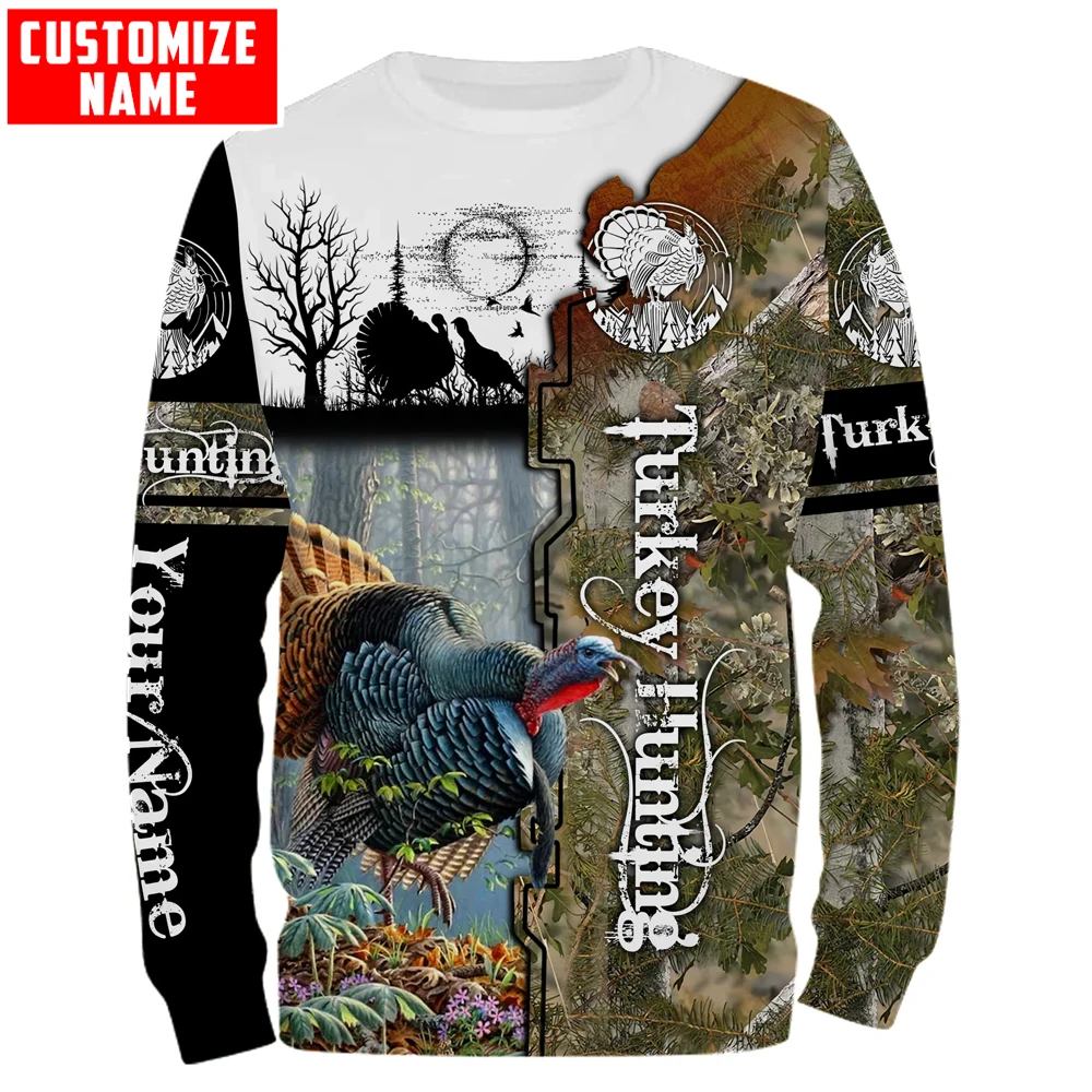 Sudadera con capucha y sudadera para hombre con estampado 3D de caza de pavo con nombre personalizado, sudadera con capucha y cremallera Unisex, chándales informales KJ969 - imagen 2