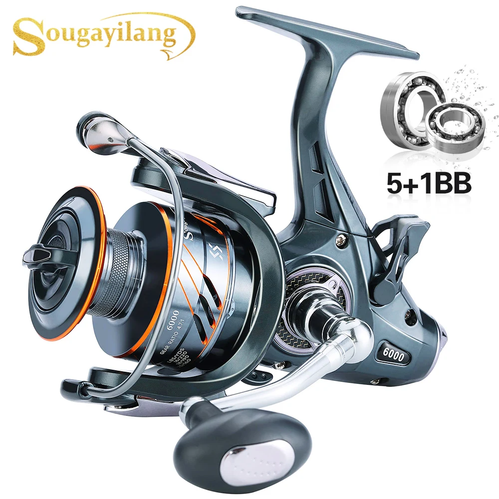 Carrete de pesca giratorio Sougayilang 4000/6000 con carrete de aleación de aluminio carrete de pesca de Surf 10KG potencia de arrastre aparejos de pesca de carpa - imagen 2