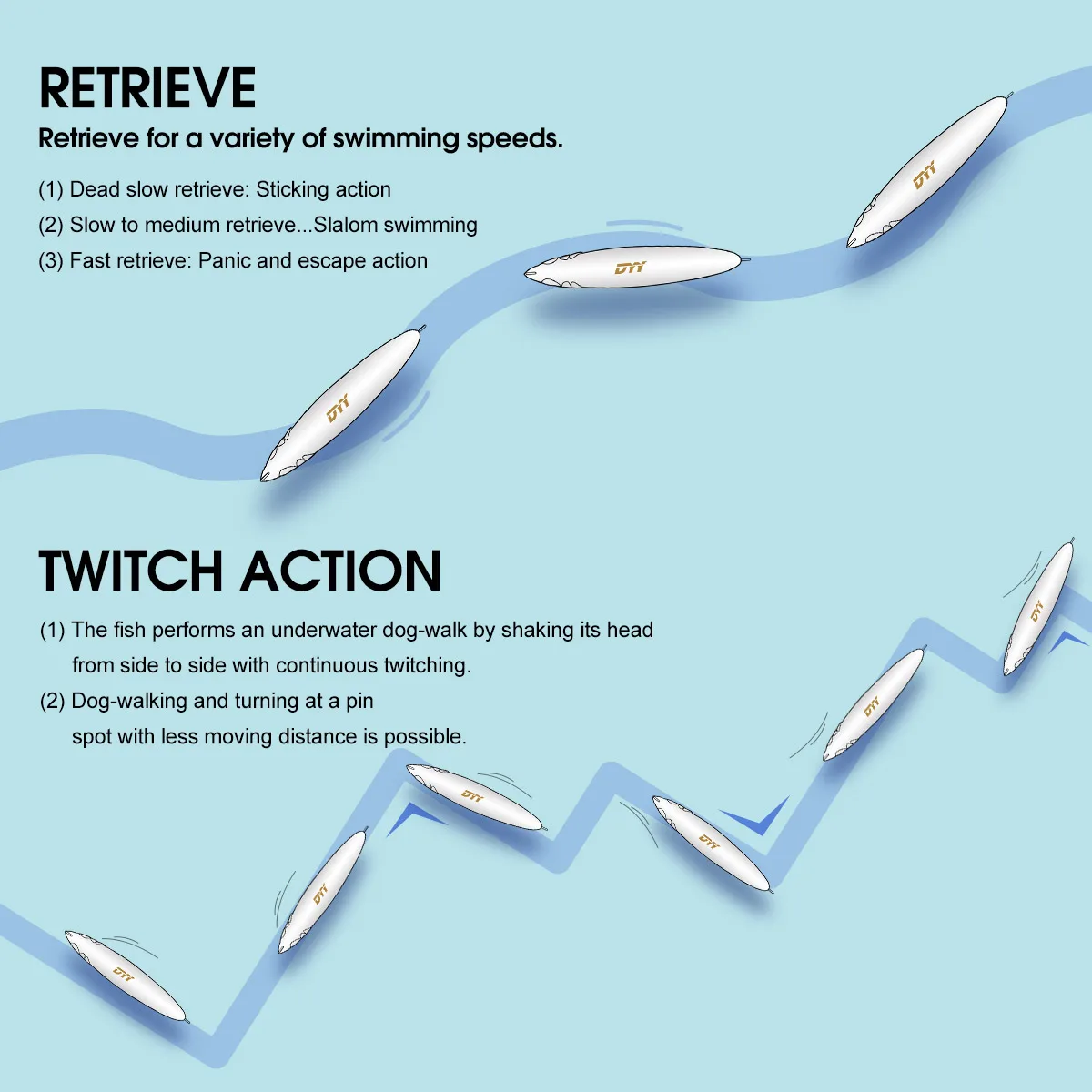 DYY-señuelo de pesca Stickbait duro, Wobbler de lápiz de hundimiento lento, andador de perros, cebo duro Artificial para pesca de lubina, 9cm,24,5g,14cm,71g - imagen 4