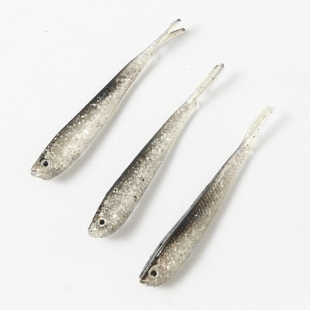 Señuelo suave con cola de sábalo, 75mm con o sin anzuelo, pez Artificial de silicona, cola de tenedor, cebo de bagre para aparejos de pesca - imagen 5