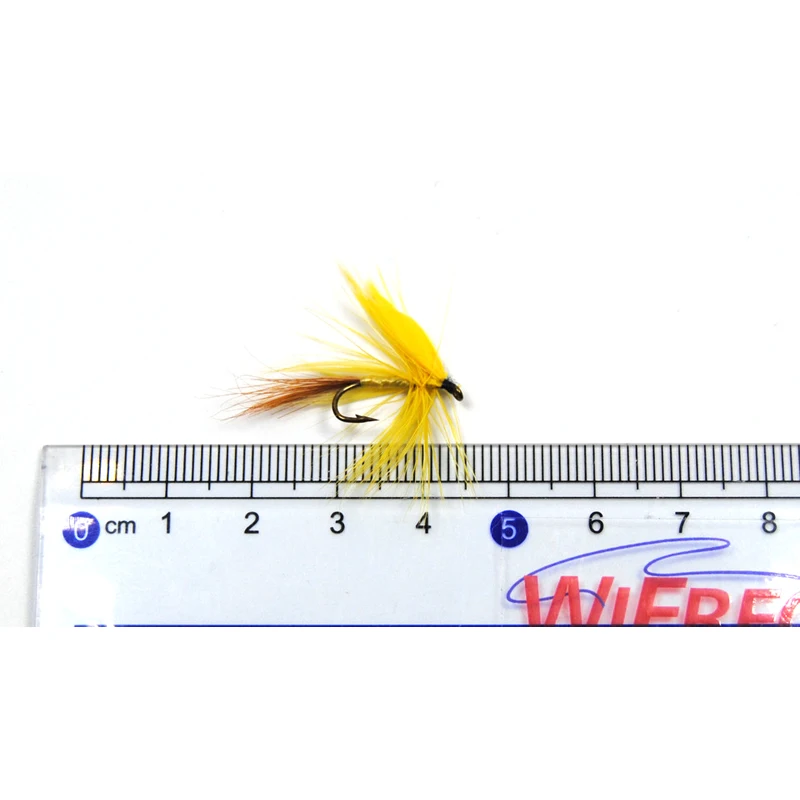 Wifreo-moscas húmedas para pesca, 6 piezas, amarillo, ala de abanico, Drake, Mayfly, mosca seca, trucha - imagen 2