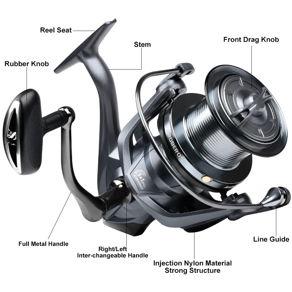 PROBEROS 5 + 1BB rodamientos de bolas 18Kg/39,7LB potencia máxima rodamientos de acero inoxidable sistema de accionamiento 4,8:1 carrete giratorio de pesca - imagen 5