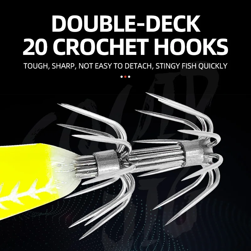 10 colores 8,5 cm luminoso calamar Jig señuelo Pesca en el mar madera camarones señuelo agua salada sepia calamar Jig gancho camarones Wobbler Pesca - imagen 4