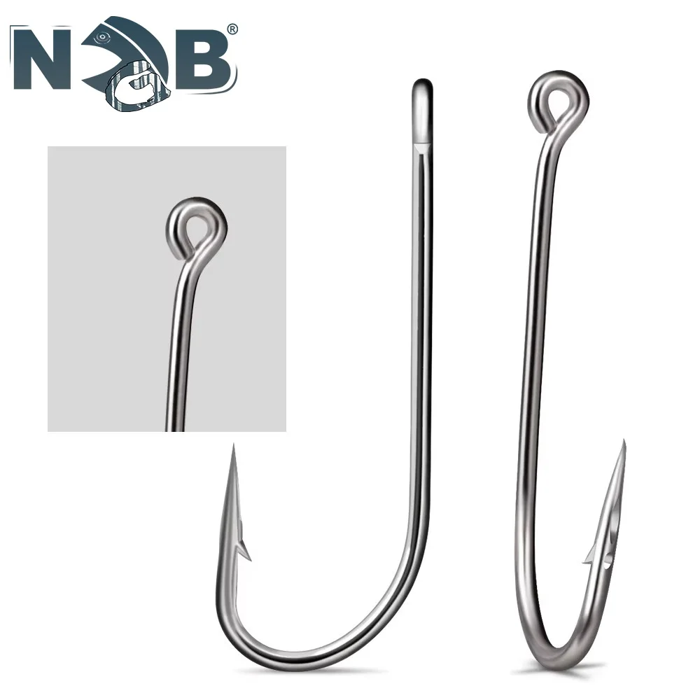 NGB 2330 anzuelos de pesca de mar de vástago largo con ojo 30-100 unids/caja anzuelo de gusano de púas de acero rico en carbono Aberdeen 5 # -20 # - imagen 5