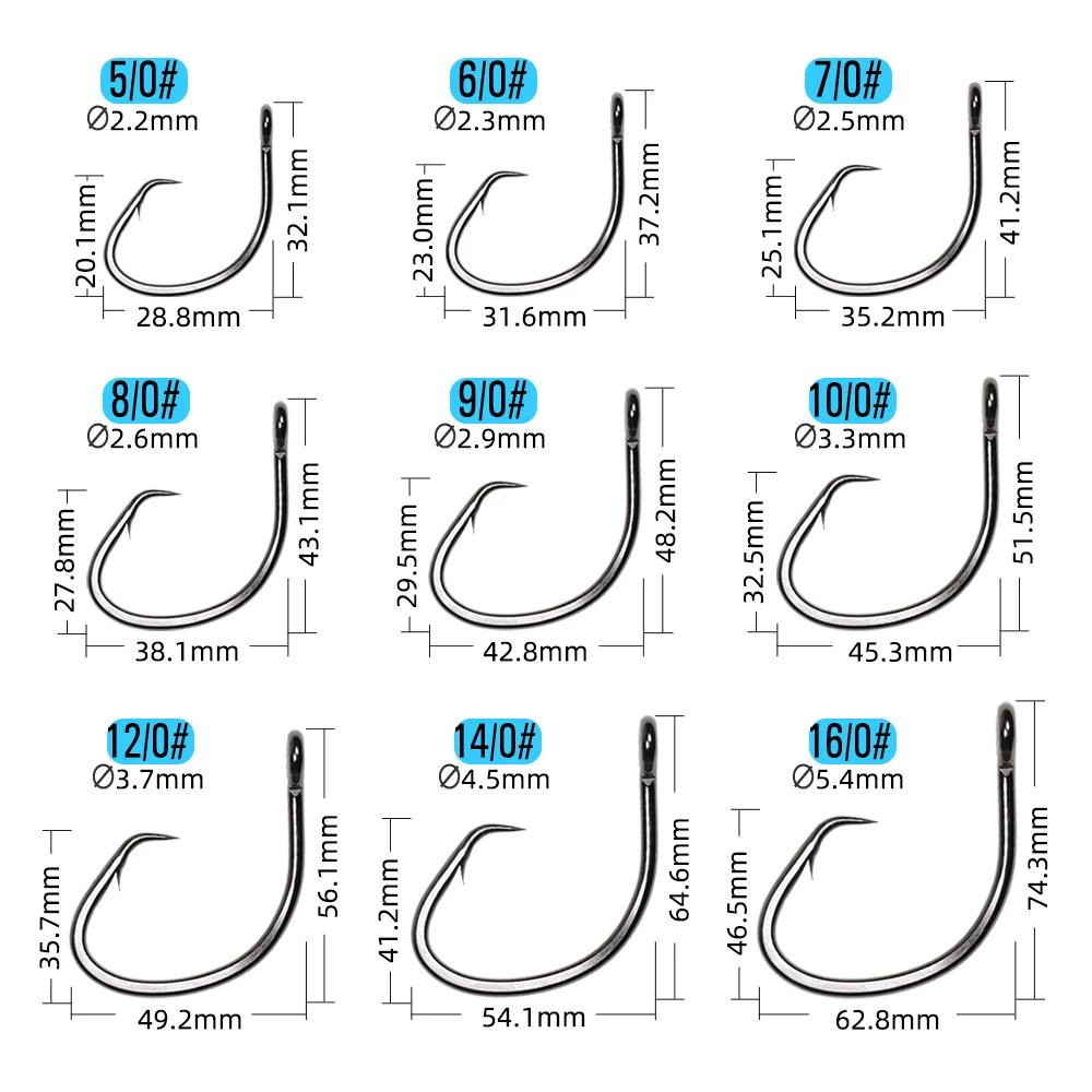 ICERIO-anzuelo circular pesado para pesca en agua salada, gancho de arrastre Offset para Grouper, pargo, atún, tiburón, pesca en barco de aguas profundas - imagen 2