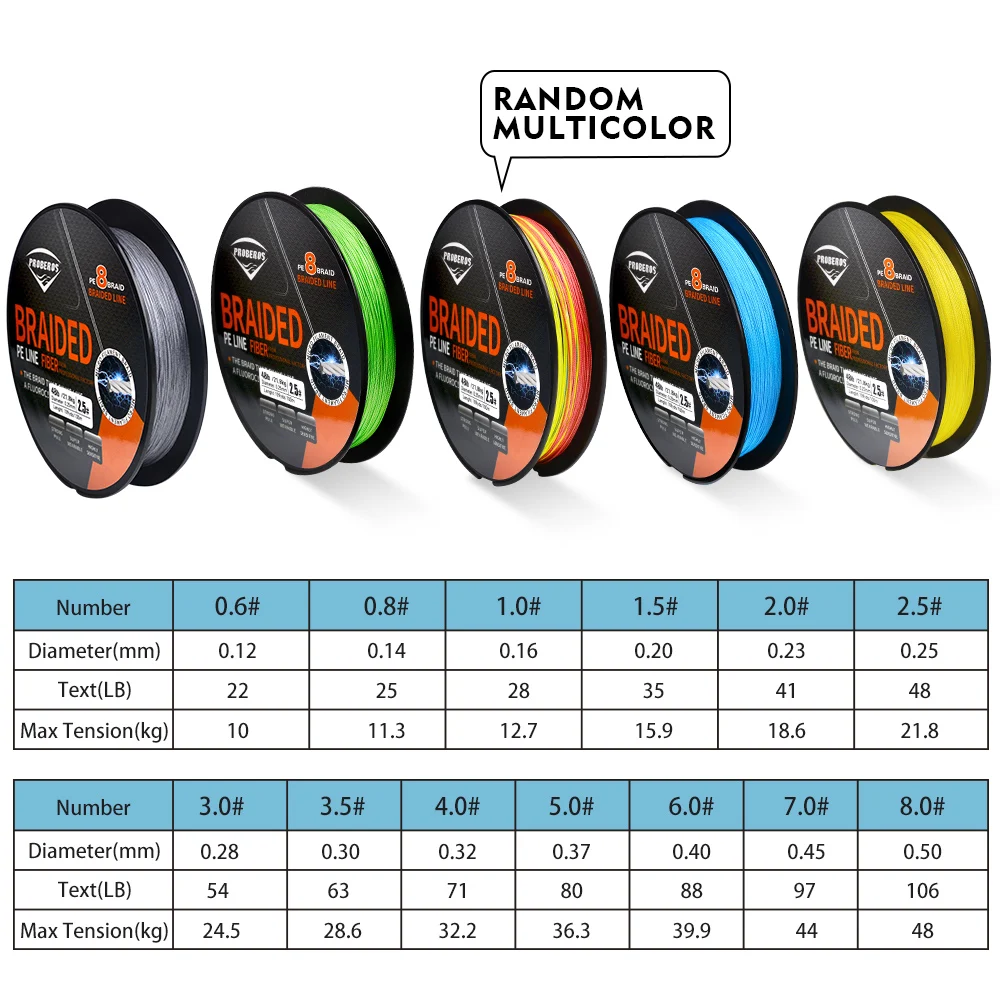 PROBEROS-sedal de pesca trenzado súper fuerte, 8 hebras, multifilamento de 100m/109YDS, línea trenzada antiabrasión, disponible en 22-10 - imagen 2