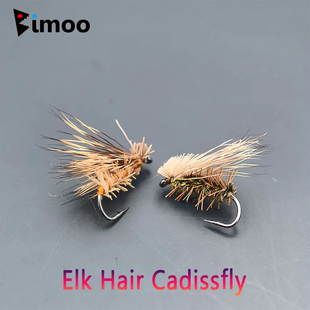 Bimoo 6PCS # 14 pelo de alce Caddis mosca flotante pelo de ciervo Stonefly mosca seca trucha emergente Artificial Mayfly Grayling Señuelos de pesca - imagen 2