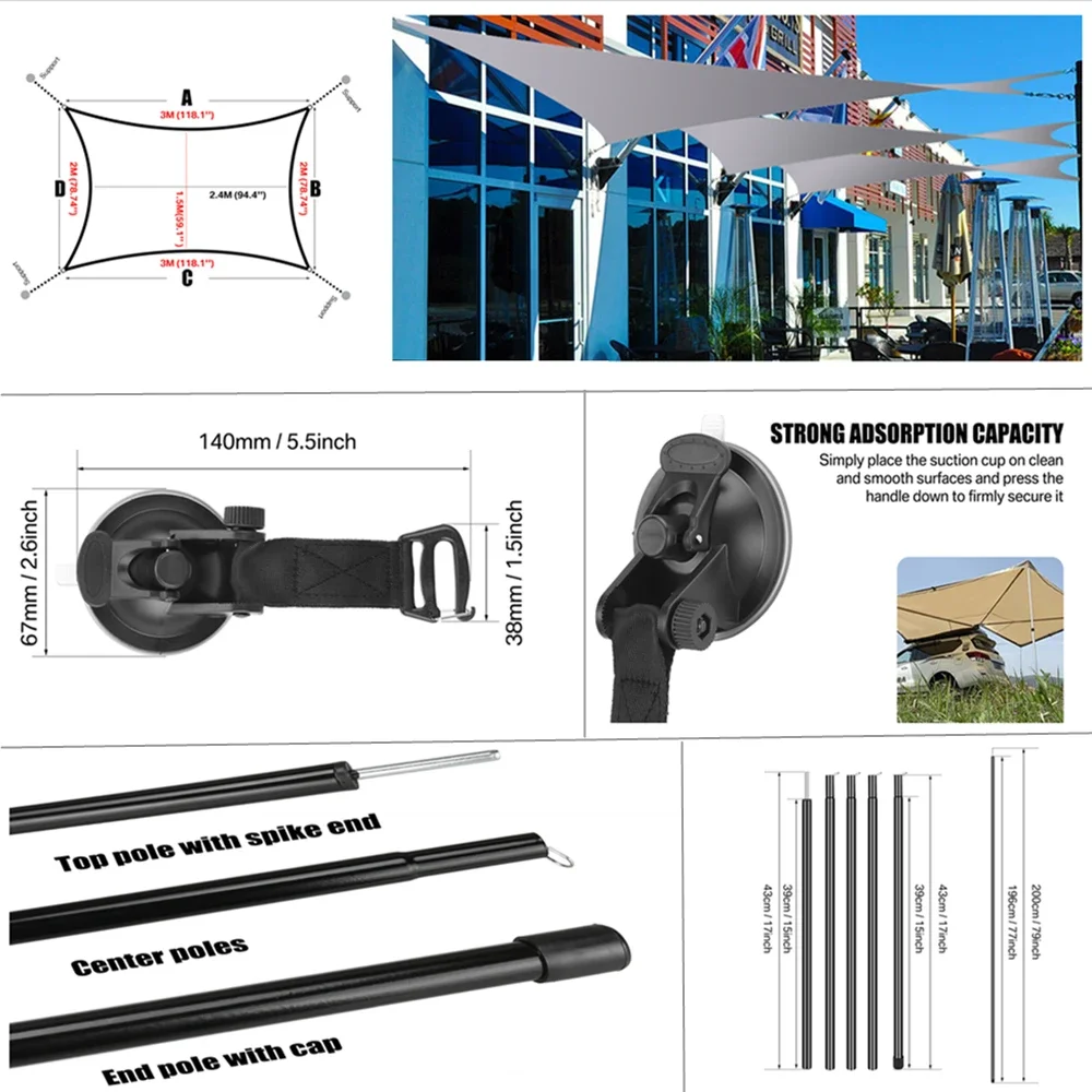 Toldo impermeable, tienda de campaña, sombra para acampar al aire libre, toldo para coche, pérgola lateral, tienda trasera para coche, dosel para Campervan, autocaravana, Suv - imagen 5