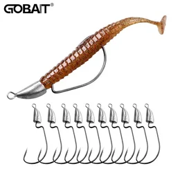 Anzuelo de gusano con cabeza de anzuelo de Metal, 10 Uds., 3,5g, 5g, 7g, 10g, 20g, manivela de peso, equipo de anzuelo, plomo, Pesca para señuelo suave, aparejos de Pesca Texas Rig