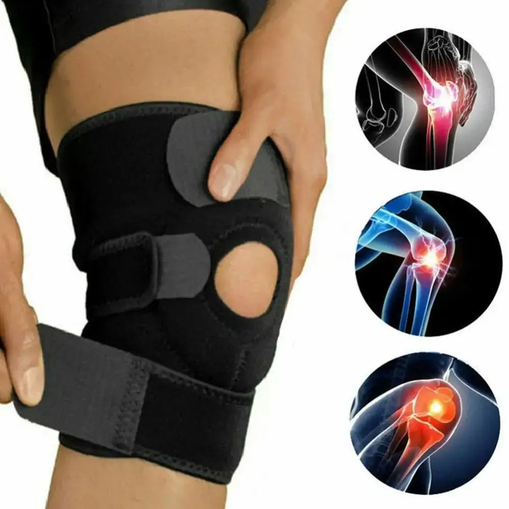 1 par de ligamentos 4 rodilleras deportivas con resorte, Protector de pierna ajustable elástico, rodilleras de seguridad transpirables para Fitness para hombres - imagen 3
