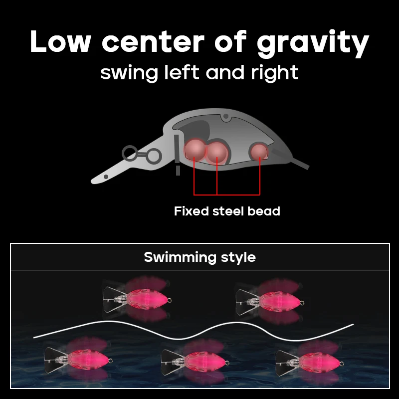 LETOYO-señuelo de manivela hundido, 2,1g/40mm, Mini placa de lengua ancha, cebo de manivela, señuelo de trucha oscilante de alta frecuencia izquierdo y derecho - imagen 4