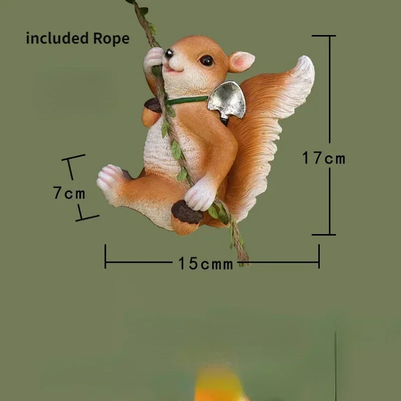 Figura de ardilla de resina – Adorno colgante para jardín - imagen 5