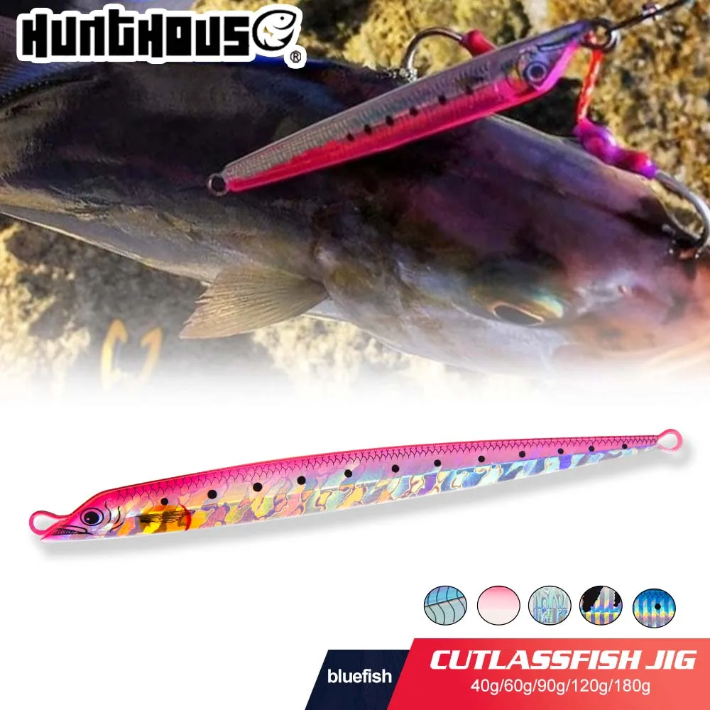Hunthouse-señuelo de pesca Metal duro, Micro plantilla lenta, 40g/60g/90g/120g/180g, hundimiento, agua salada, Spinning, Jigging, Trolling, para lubina, atún