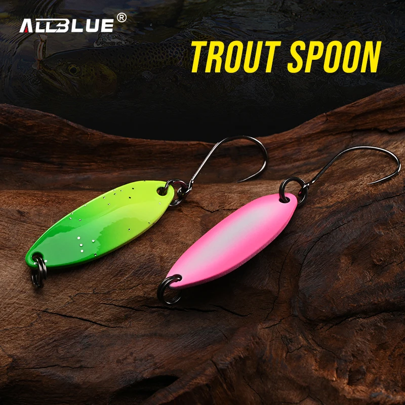ALLBLUE IceFake 1,6g cuchara de latón señuelo de pesca de Metal para área de corriente aparejos de trucha cebo Artificial - imagen 4