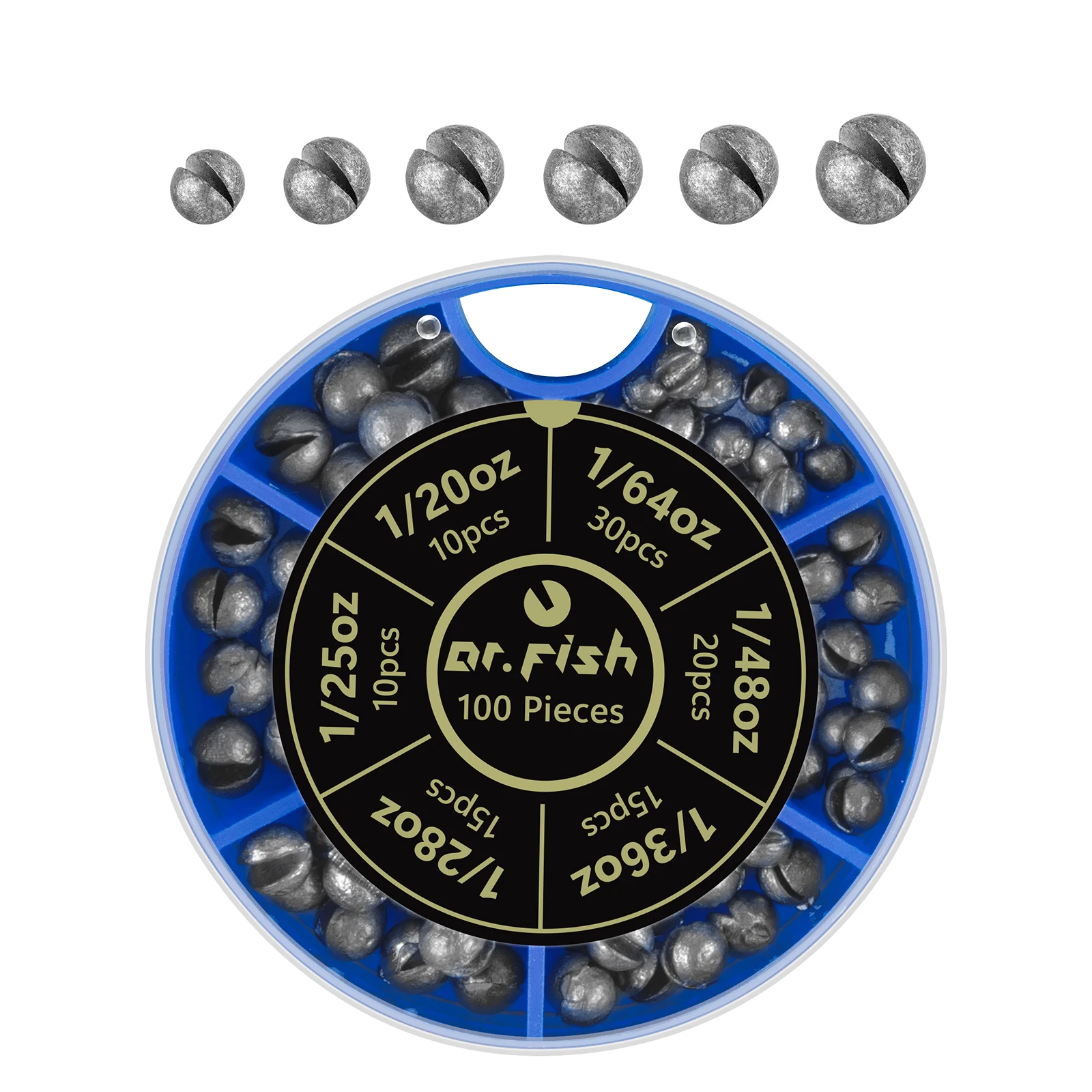 100 Uds. Plomo redondo dividido 0,4g-1,2g línea de pesca de plomo pesas Clip en plomos para pesca con mosca lubina de agua dulce trucha