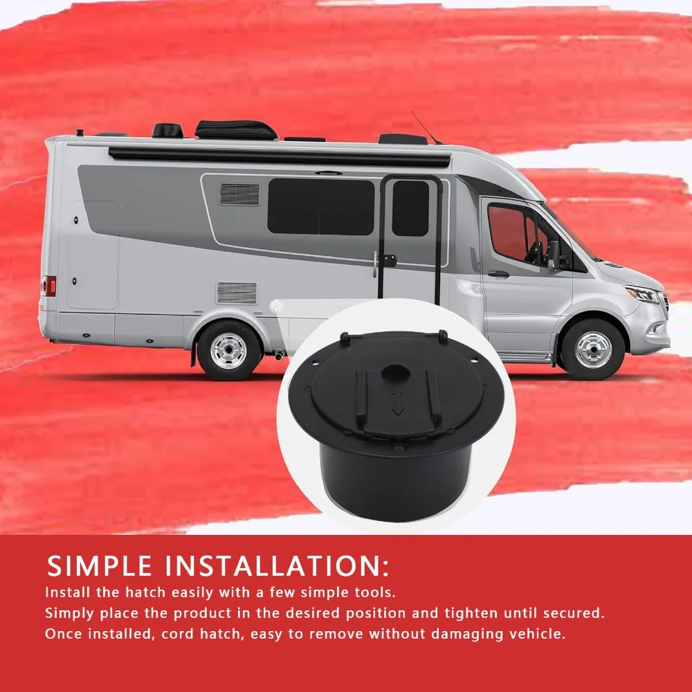 Juego de 2 escotillas para cables eléctricos RV, 50 amperios, con tornillos, cubierta para escotillas de cables redondas, escotillas para cables eléctricos negras, Camper - imagen 4