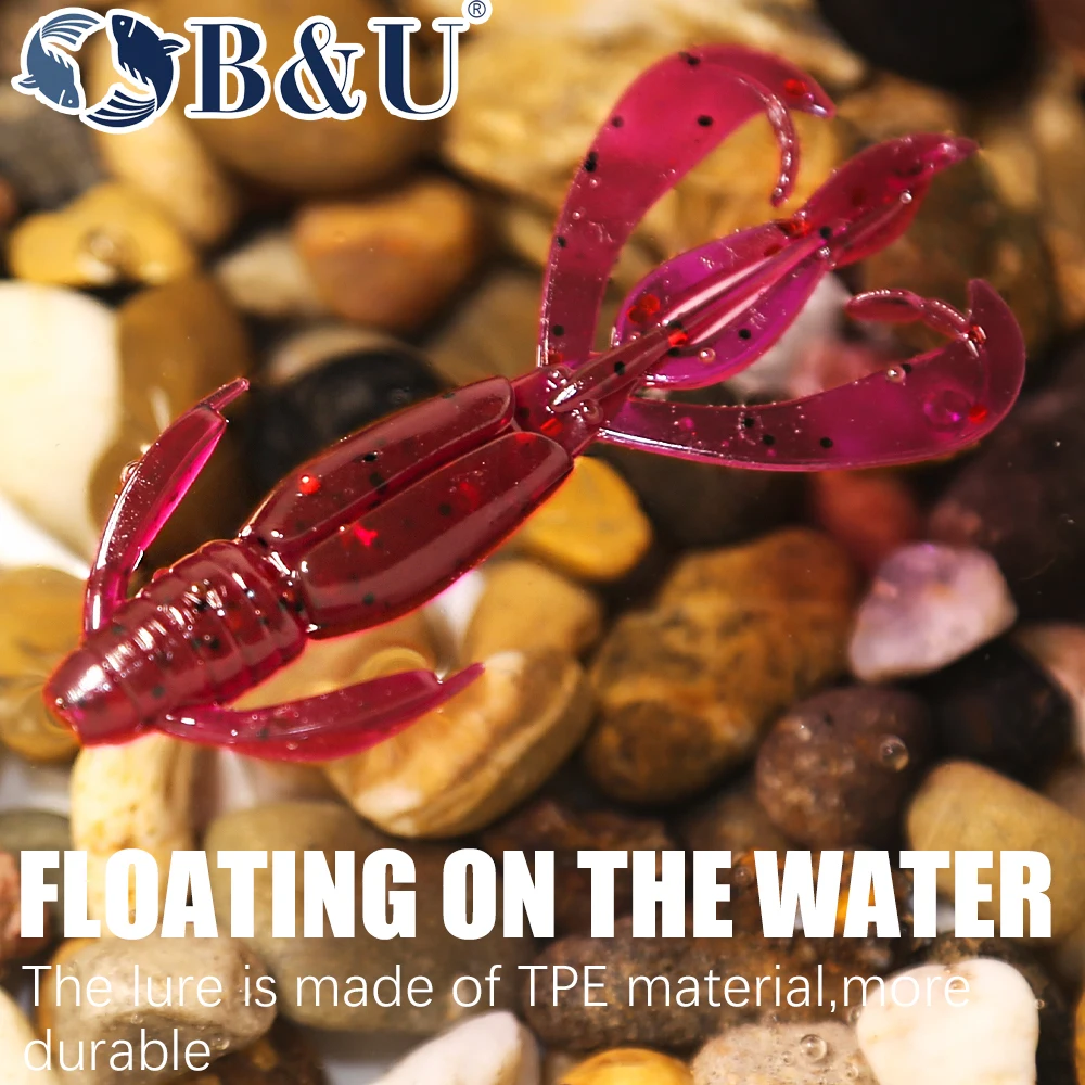 B & U flotante loco Flapper pesca señuelo suave Jig Wobblers Swimbait cebos de silicona camarones lubina perca señuelo Artificial Craws cebo - imagen 3