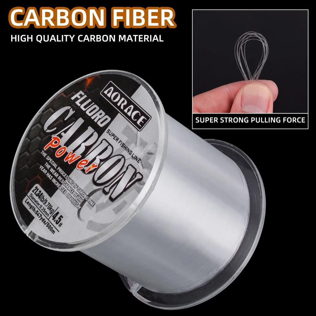 Línea de pesca con revestimiento de fluorocarbono de 500M, 0,14-0,50mm, 4,13LB-34,32LB, línea líder de fibra de carbono, señuelo de pesca, línea de hundimiento, Japón - imagen 3