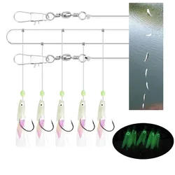 Aparejos Sabiki Flash con cebo de piel real fosforescente