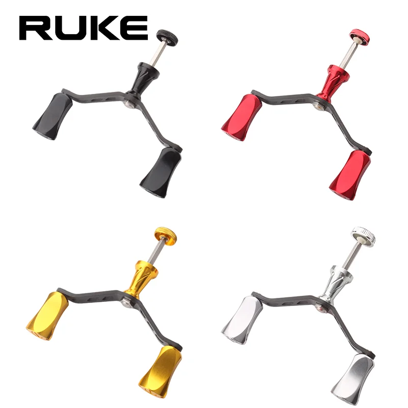 Ruke mango de pesca de fibra de carbono con perilla de aleación, eje de 6 ángulos para carrete giratorio tipo D, accesorio de pesca DIY, mango doble, 1 unidad - imagen 2