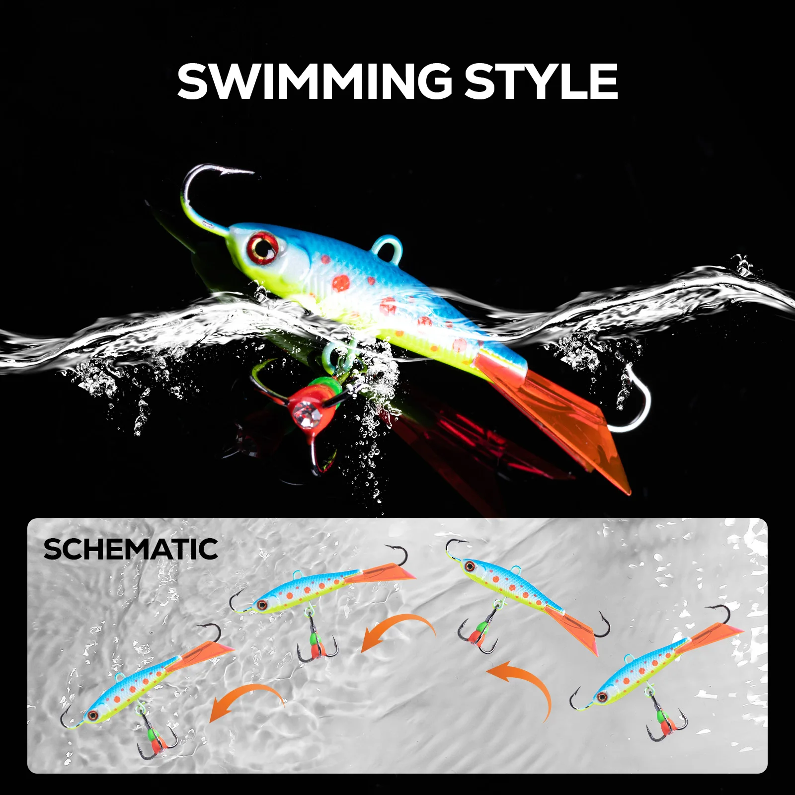 Goture-señuelo de pesca en hielo para invierno, Jigging, 15g/5,7-7cm, cuchillas de acero inoxidable, plantilla de equilibrio de vibración, Wobbler para lubina, perca - imagen 3