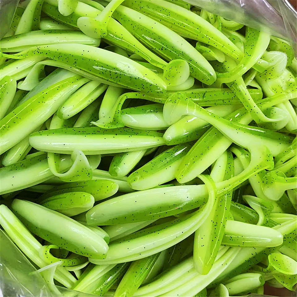 Swolfy 50mm 75mm 90mm T cola gusano señuelos blandos fácil brillo cebos blandos artificiales olor añadido para pesca de lubina Wobblers - imagen 2