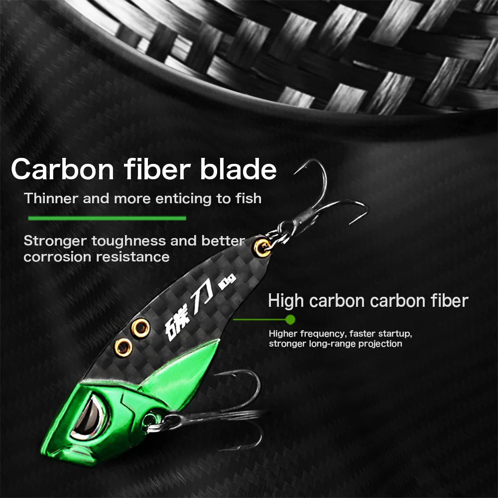 BIUTIFU-señuelo de pesca VIB de carbono, 10g, anzuelos dobles de acero de alta resistencia, señuelos multicolores para lubina, trucha, cebo de agua dulce y salada - imagen 3