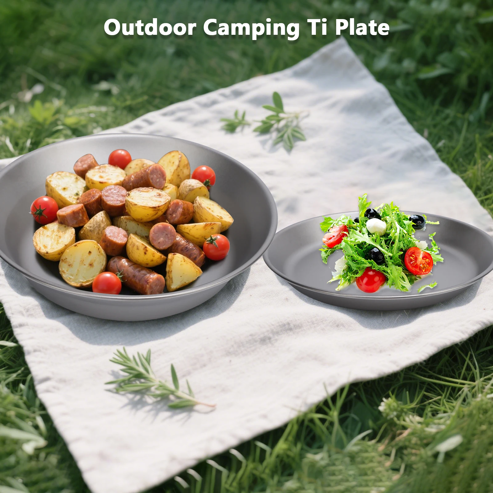 Plato Ti ligero, plato Ti para acampar, 500ml y 300ml, plato Ti, utensilios de cocina, plato para mochilero al aire libre para acampar y hacer senderismo - imagen 4