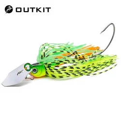 OUTKIT 1 Uds 14g pesca Spinnerbait falda de silicona señuelo de Metal Jig bass pike walleye pesca lentejuelas Spinner barba CrankWorm gancho