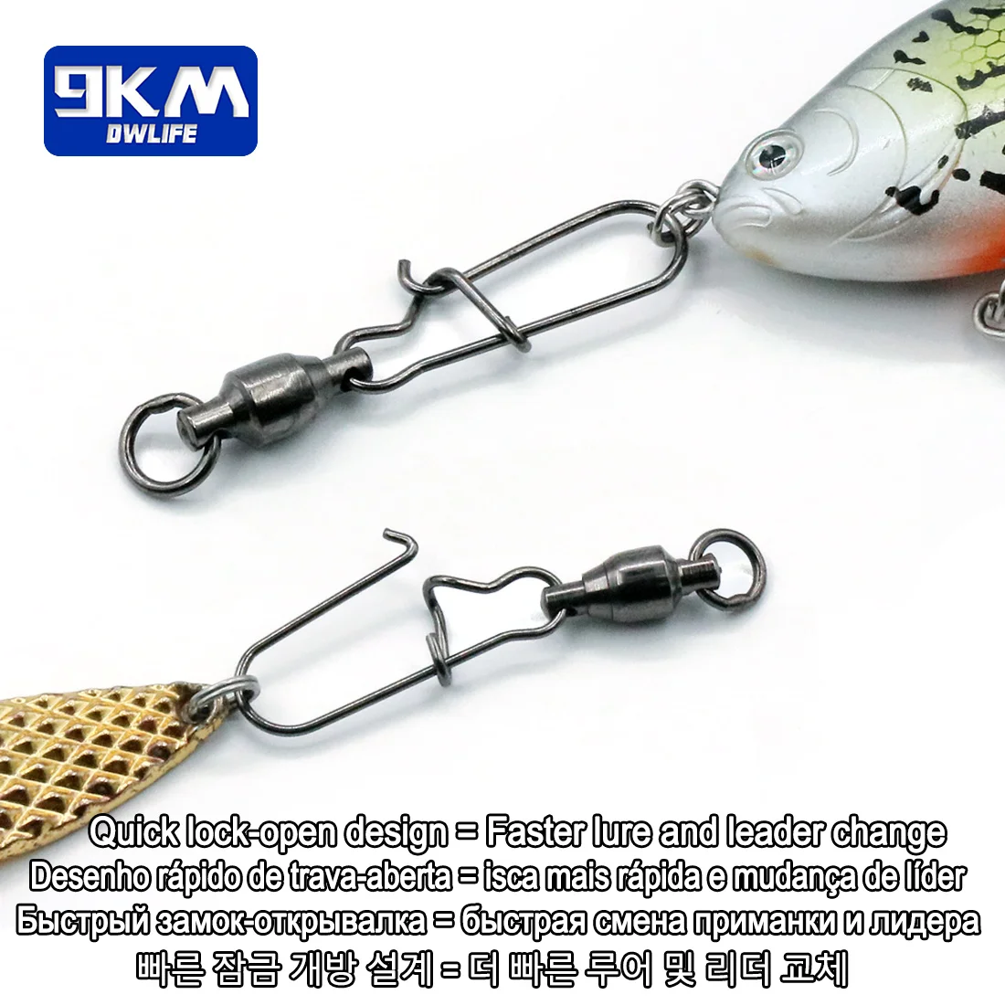 9KM pesca Snap giratorios rodamiento de bolas giratorio Duo Lock Snap accesorios de pesca de acero inoxidable Clip rápido conector de señuelo de pesca - imagen 5