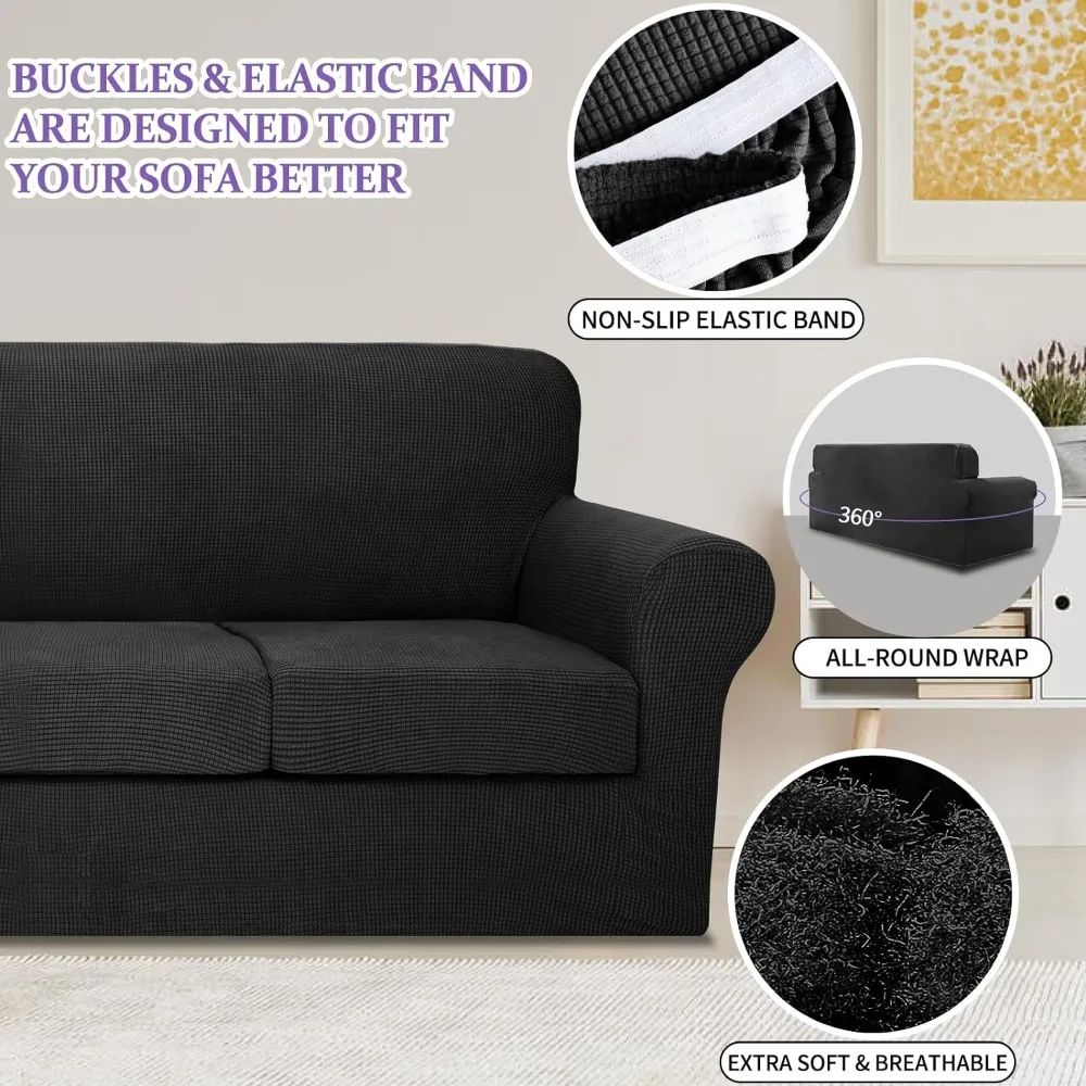 Fundas elásticas de Jacquard para sofá, cubierta de LICRA para cojín de asiento de sala de estar, Protector de muebles - imagen 2