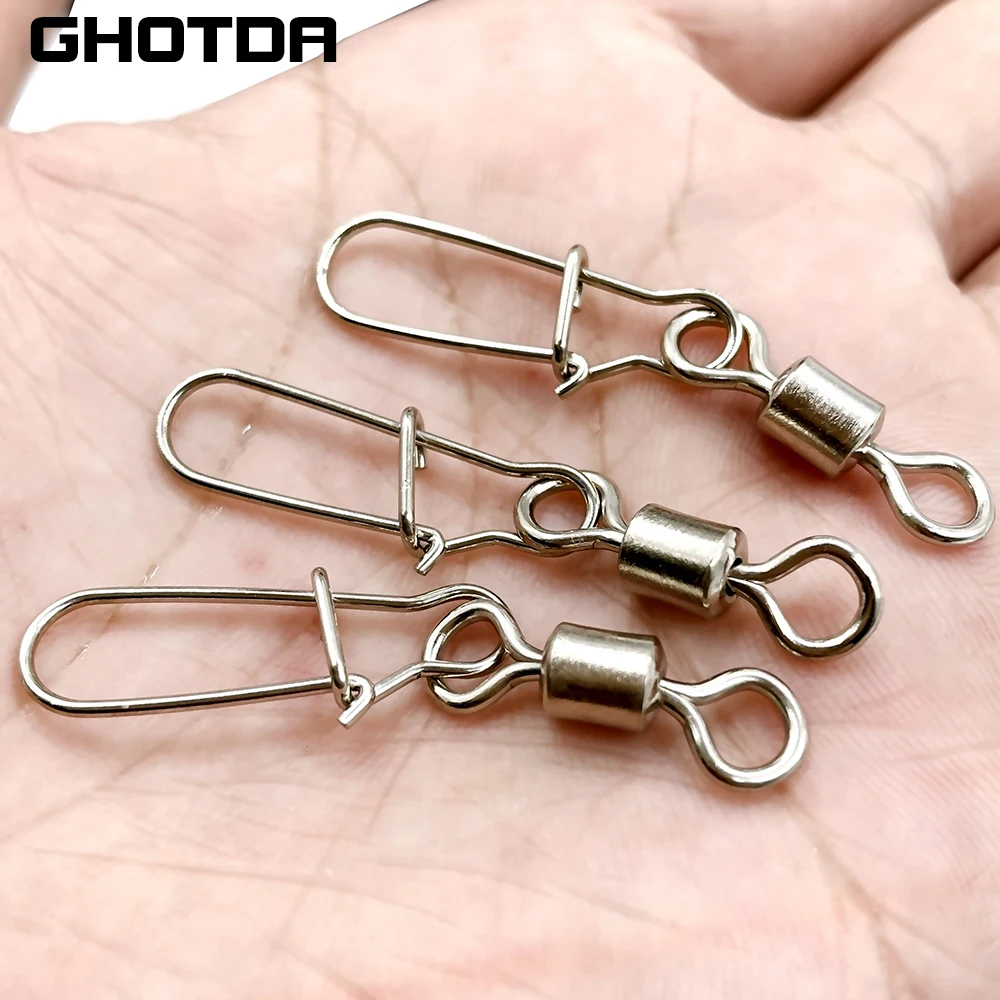 Juego de anzuelos de Pesca giratorios de acero inoxidable, gancho de Pesca conectado, 20/50 piezas, rodamiento giratorio - imagen 3