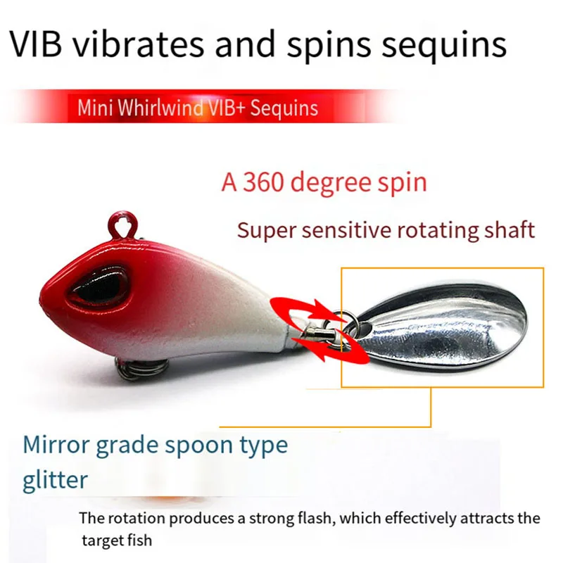 Mini señuelo de pesca de Metal VIB con cuchara, 6G, 10g, 17g, 25g, 2cm, aparejos de pesca, Pin Crankbait, vibración, Spinner, hundimiento, cebo Artificial - imagen 4