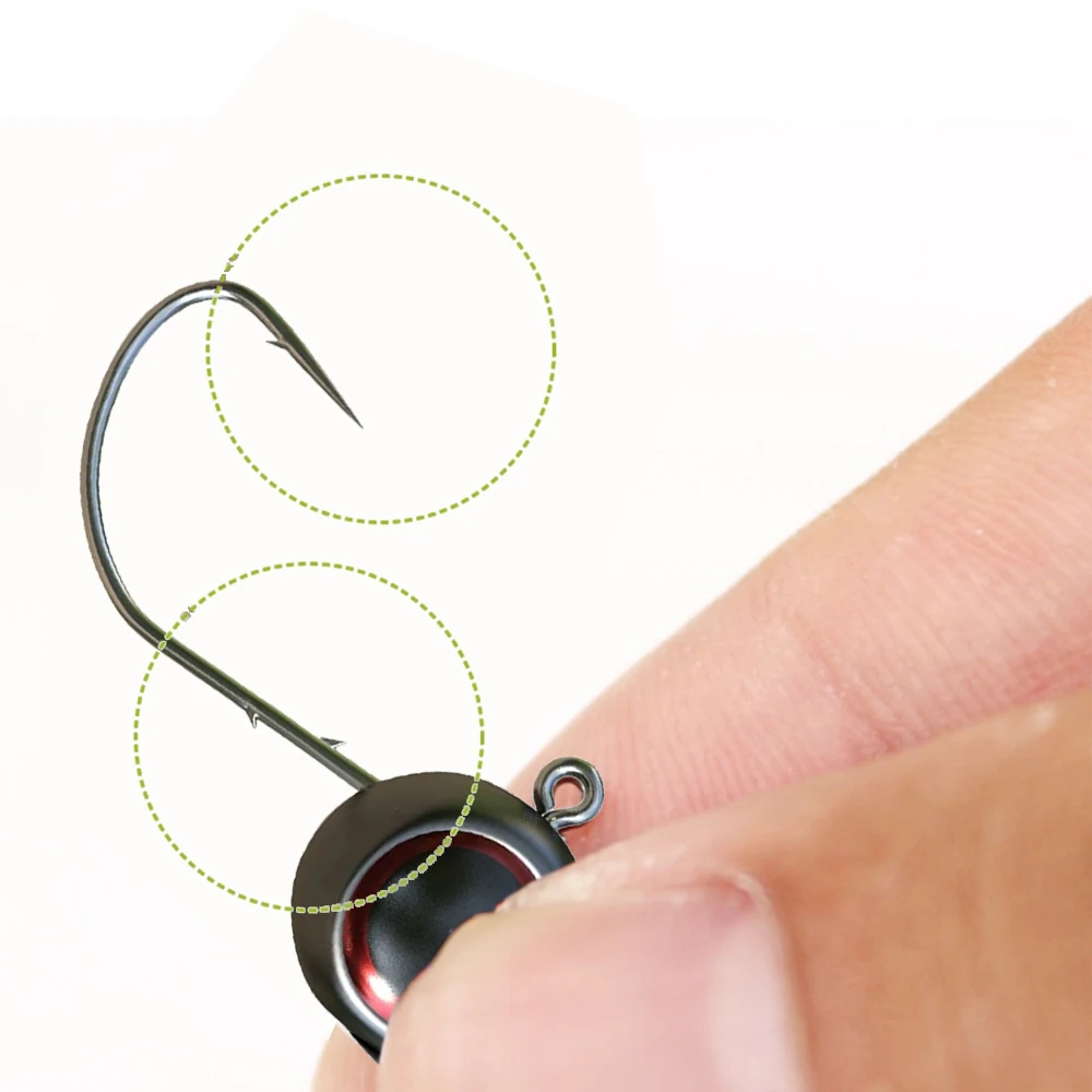 Anzuelos con cabeza de anzuelo, 10/20 piezas, 2,5g, 3,5g, 5g, vástago, raíz de púas, aparejo Ned, ojo de pez grande, pesca, cola en T, Kit de señuelo suave, aparejos, anzuelo - imagen 5