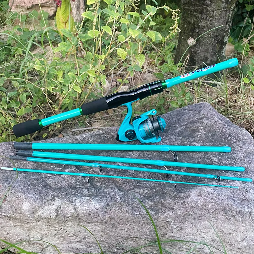 Carrete de caña de pescar con señuelo de 1,8-2,1 m, Combo de alta calidad, 4/5 secciones, caña de pescar portátil, carrete giratorio para Baitcasting, juego de Pesca - imagen 3