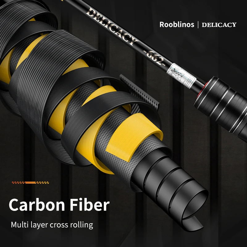 Rooblinos DELICACY L.W 0,6-8g UL caña de pescar caña giratoria ultraligera fibra de carbono hueca + sólida 2 puntas caña de lanzamiento de cebo - imagen 3