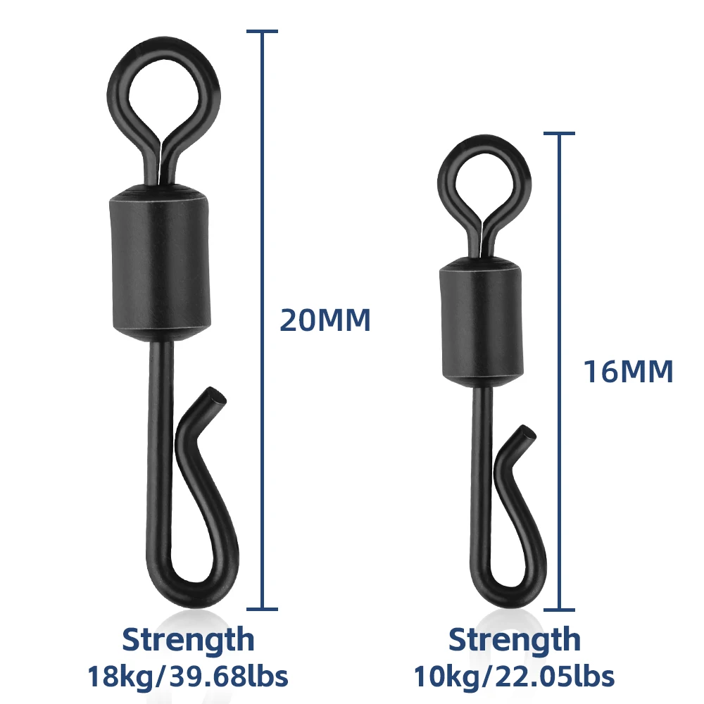 Broches giratorios de pesca, 50 Uds., barril giratorio de pesca, conector de señuelos a presión, Clip de pesca de agua salada, aparejos de pesca a presión - imagen 2