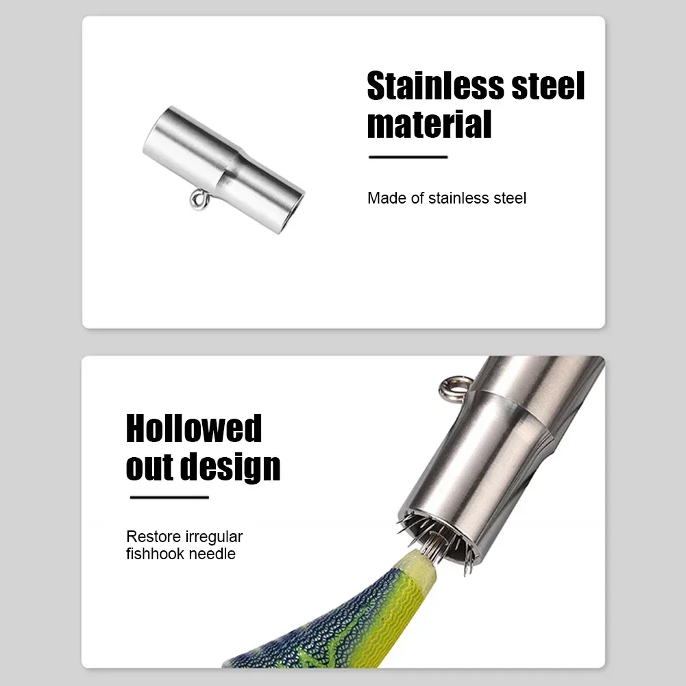 Corrector de anzuelo de calamar, puede recuperar el gancho de tinta de pulpo, aguja de reparación de acero inoxidable, plantillas de calamar, herramientas de pesca de 1,3 cm-1,5 cm - imagen 5