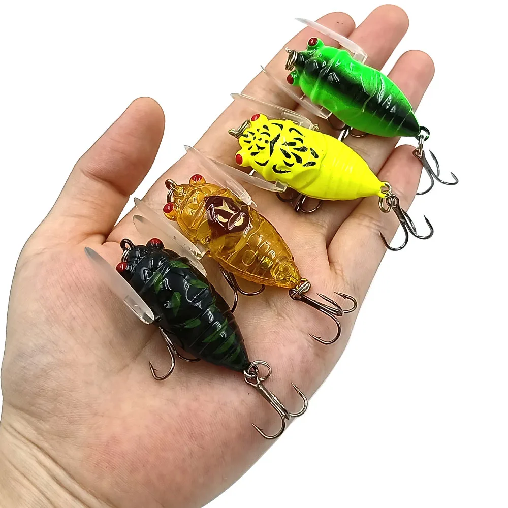 Señuelos de Pesca Popper de 2 piezas, 4cm, 6g, señuelo duro, simulación de Cicada Wing, insecto biónico, Topwater, Wobbler, cebo Artificial, Crankbaits - imagen 2